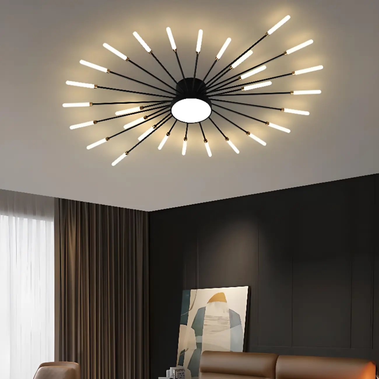 Stylish Sputnik LED Semi Flush Ceiling Light for Living Room Image - 1 | homeyfad