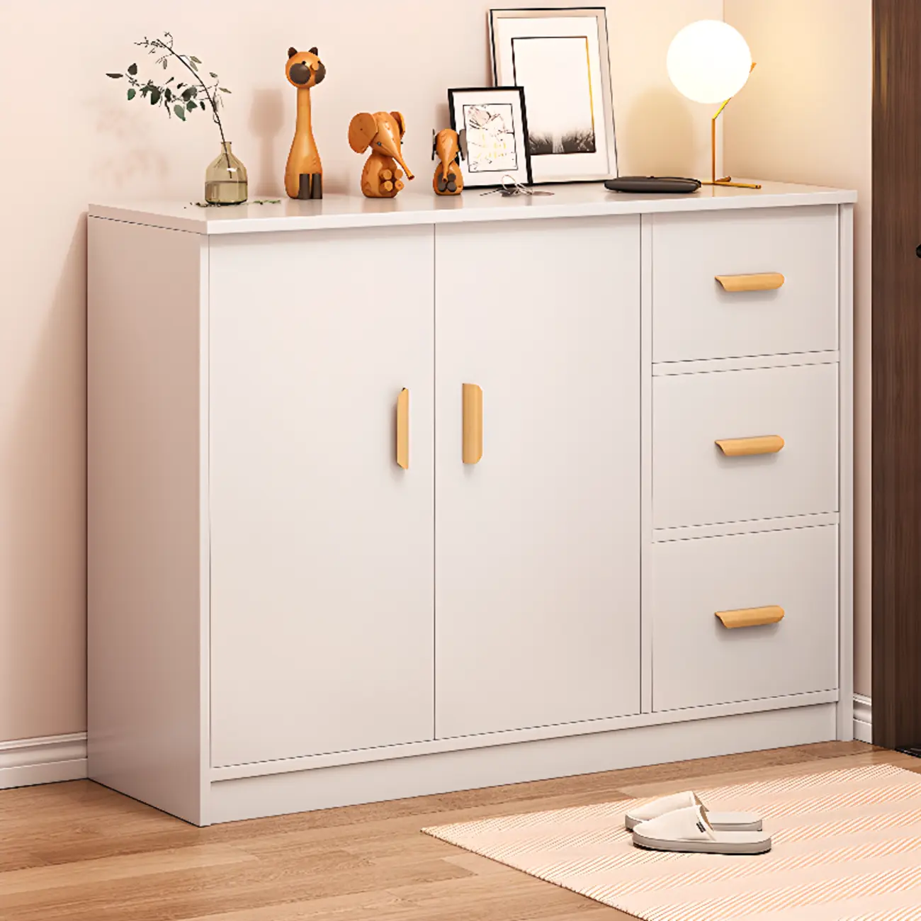 Modern White Storage Cabinet with Drawers for Entryway  Image - 33 | homeyfad