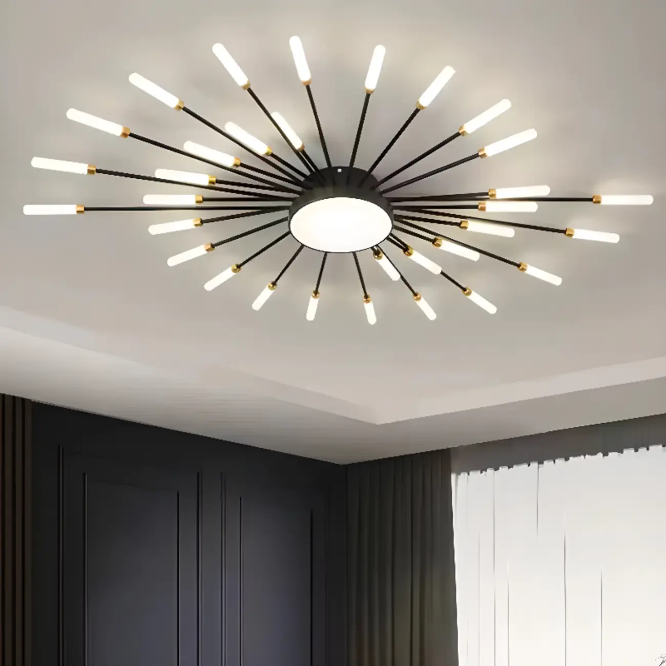 Stylish Sputnik LED Semi Flush Ceiling Light for Living Room Image - 2 | homeyfad