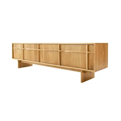 Scandinavian Wooden TV Stand with Adjustable Shelf for Home Image - 7