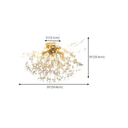 Luxury Crystal Semi Flush Ceiling Light for Dwelling Space