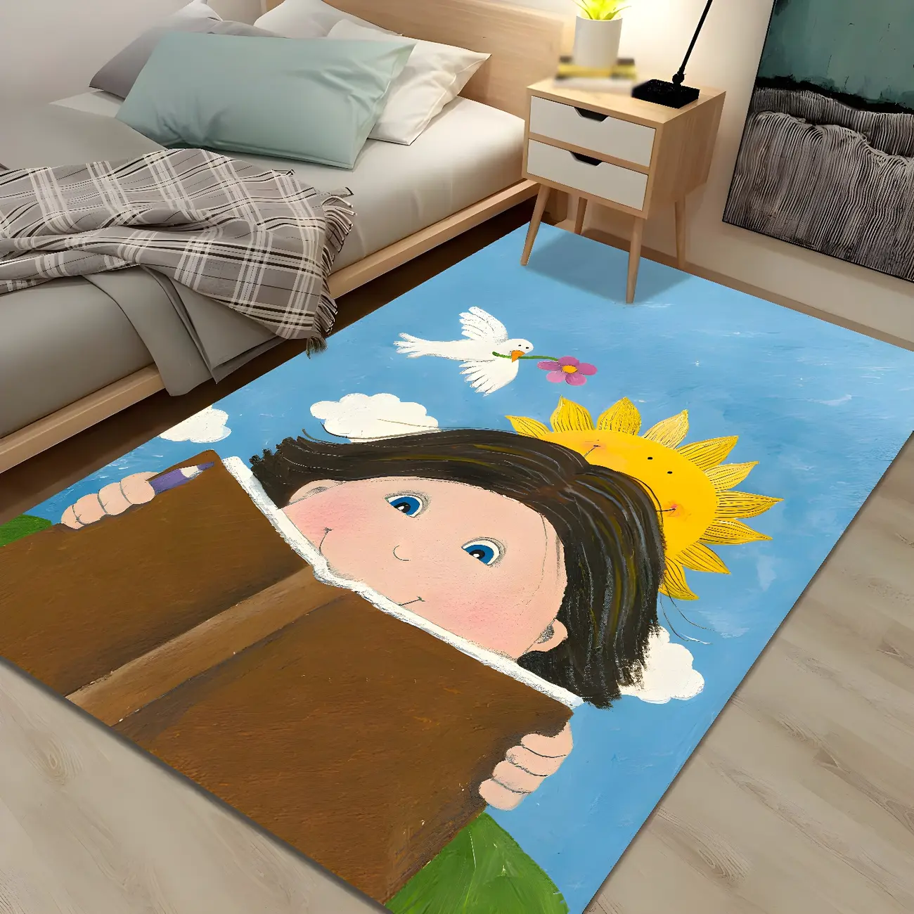 Indoor Polyester Cartoon Rectangle Kids Area Rug Image - 1 | homeyfad