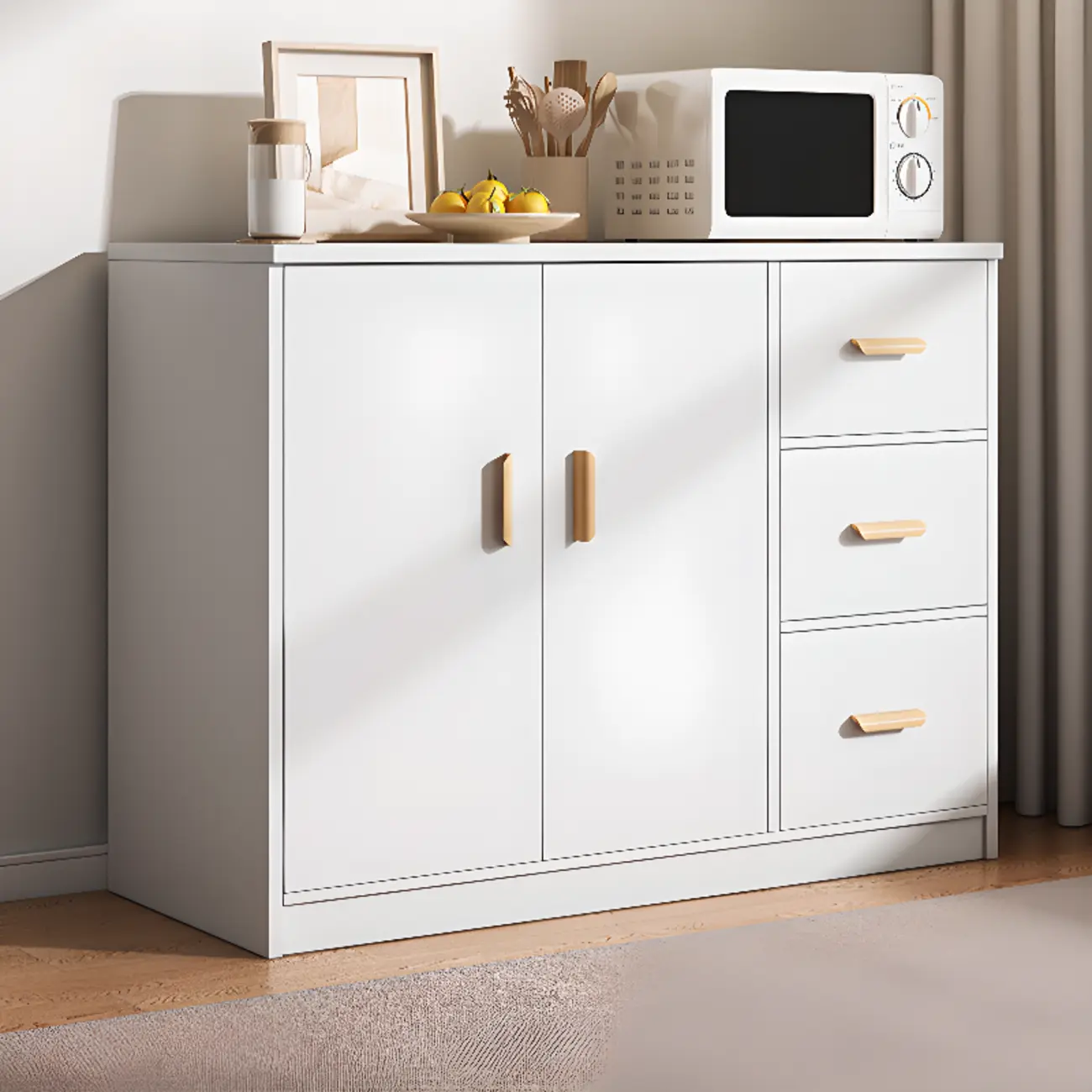 Modern White Storage Cabinet with Drawers for Entryway  Image - 2 | homeyfad