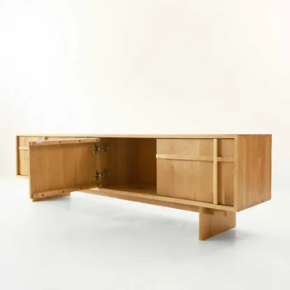 Scandinavian Wooden TV Stand with Adjustable Shelf for Home Image - 8