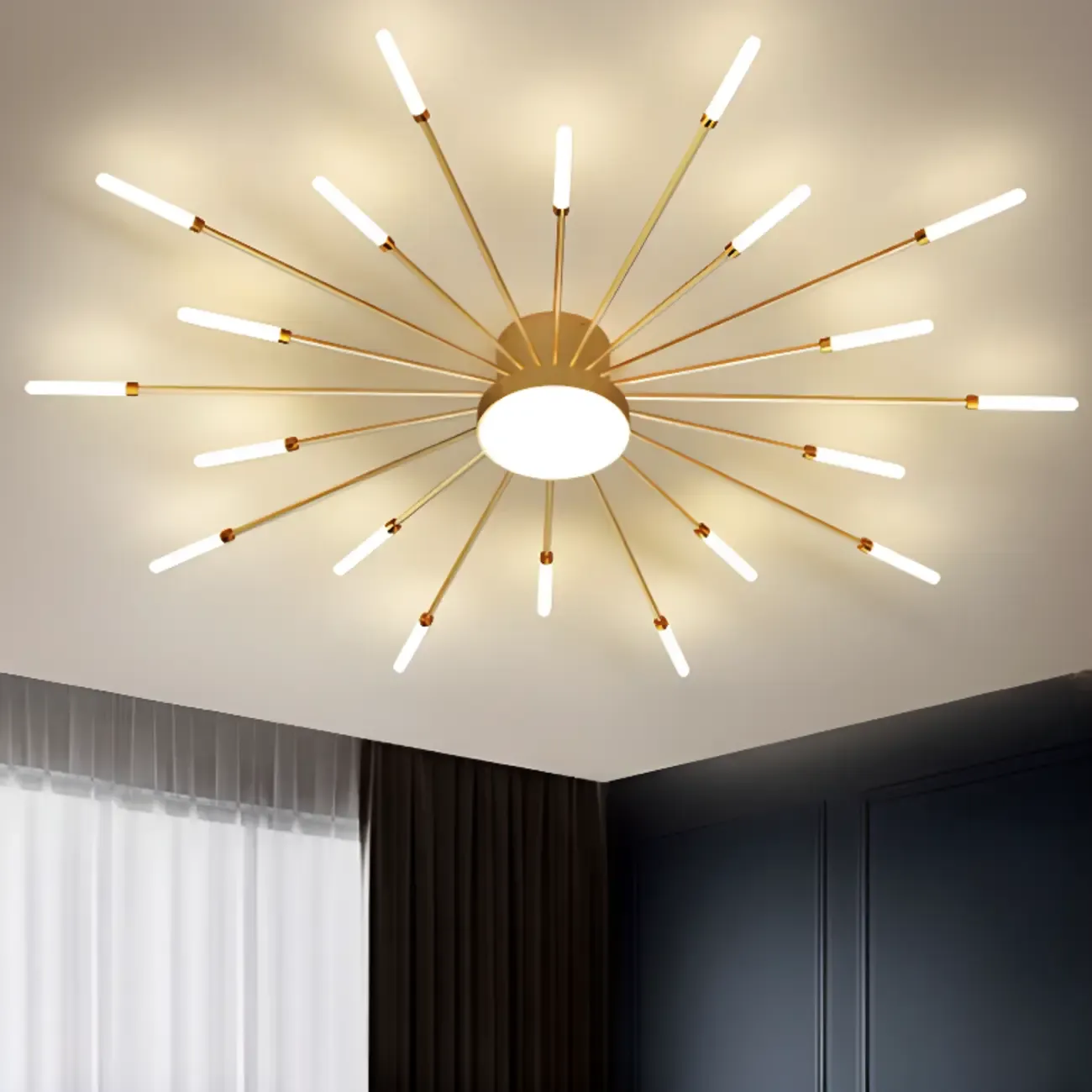 Stylish Sputnik LED Semi Flush Ceiling Light for Living Room Image - 3