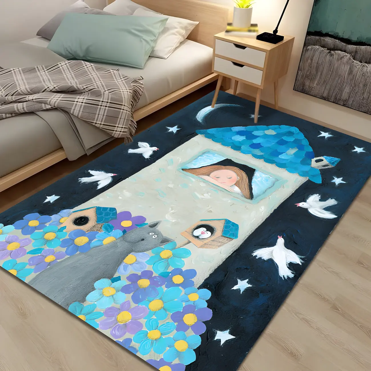 Indoor Polyester Cartoon Rectangle Kids Area Rug Image - 2 | homeyfad
