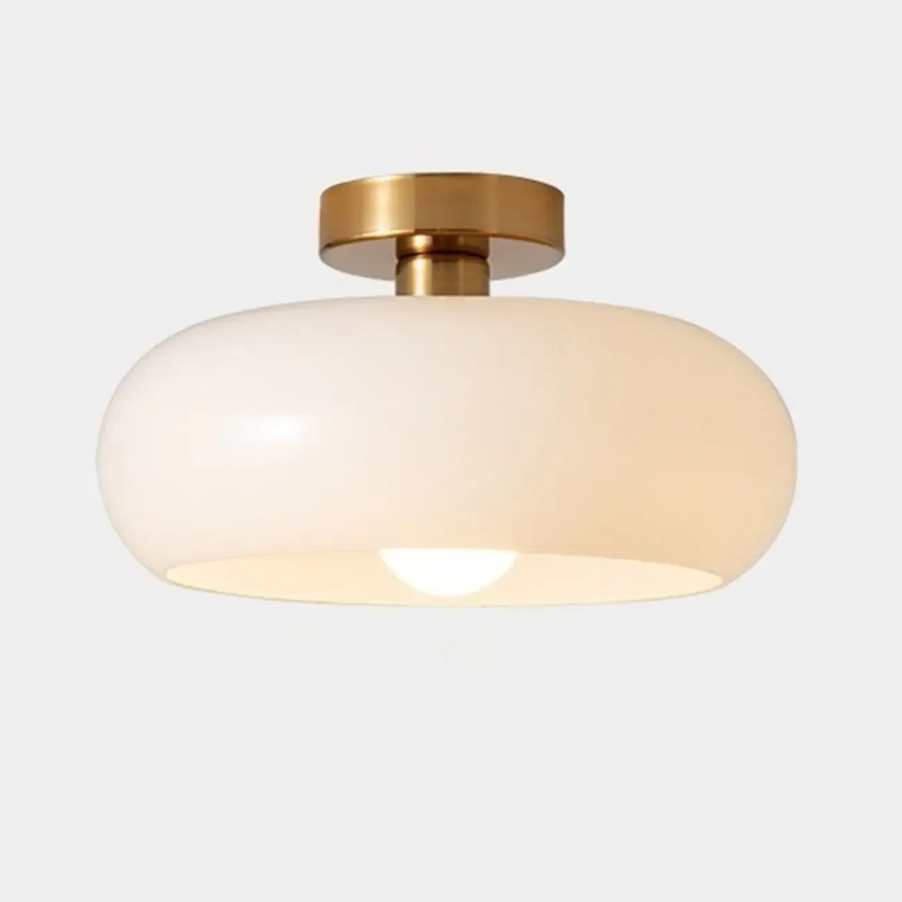 Mini Glass Drum-Shaped Ceiling Light for Dwelling Space Image - 2