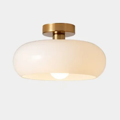 Mini Glass Drum-Shaped Ceiling Light for Dwelling Space Image - 2