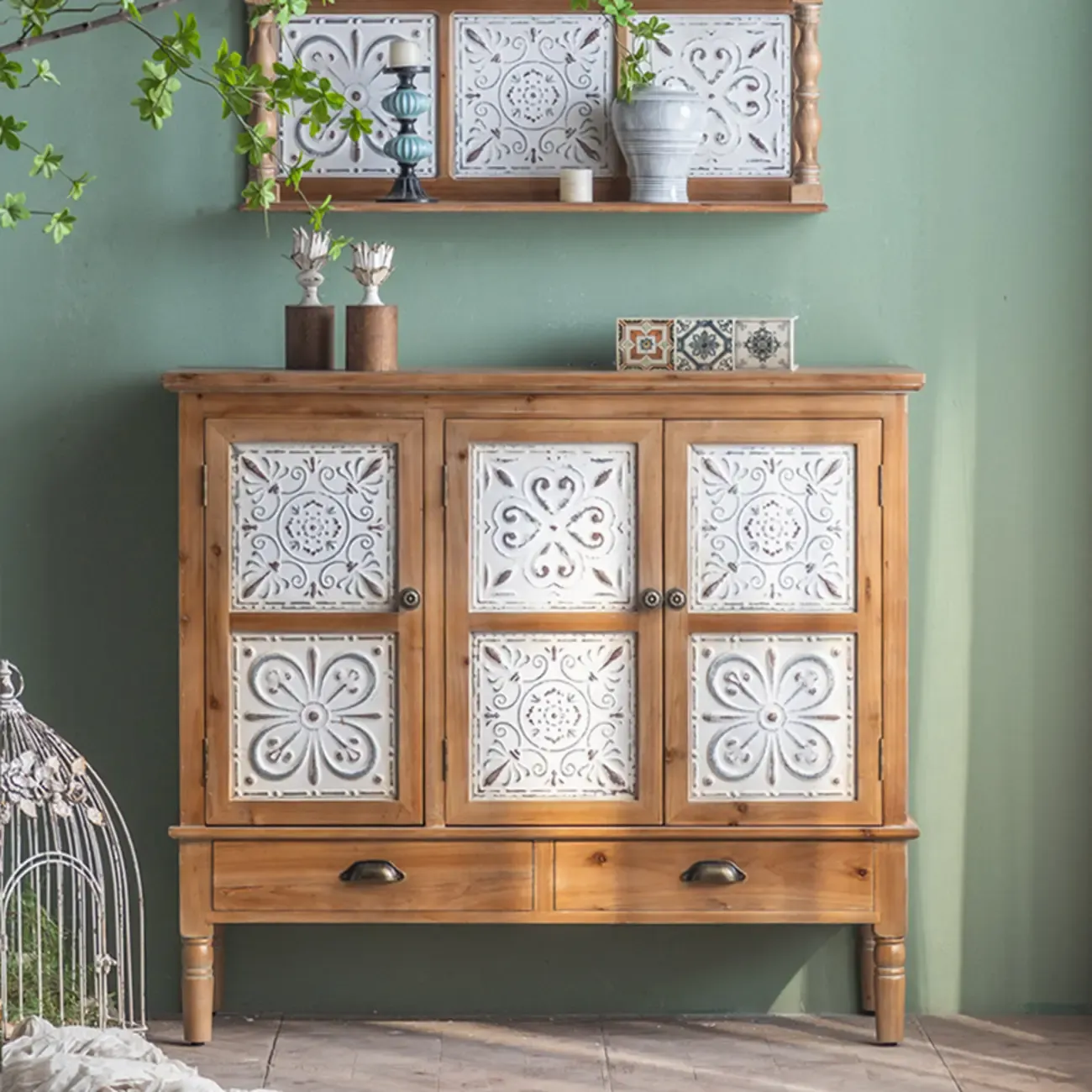 Rustic Accent Chest for Indoor Use with Multi Drawers Image - 1