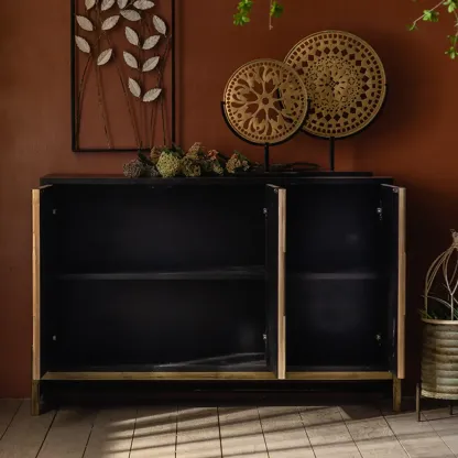 Industrial Wooden Freestanding Cabinet for Living Room Storage Image - 4