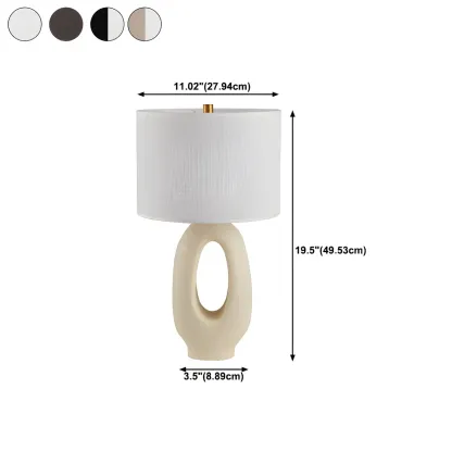 Art Deco Cylinder Shade Resin Base Table Lamp for Bedroom Image - 21