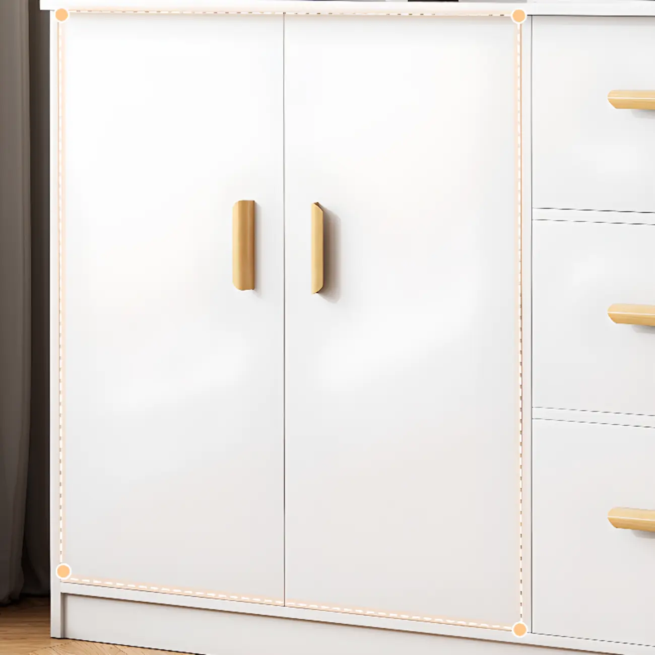 Modern White Storage Cabinet with Drawers for Entryway  Image - 7 | homeyfad