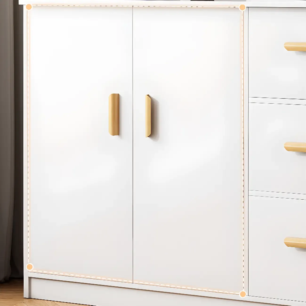 Modern White Storage Cabinet with Drawers for Entryway  Image - 7