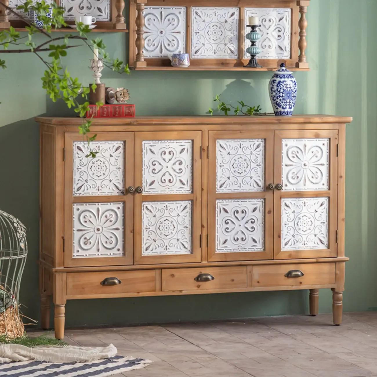 Rustic Accent Chest for Indoor Use with Multi Drawers Image - 3