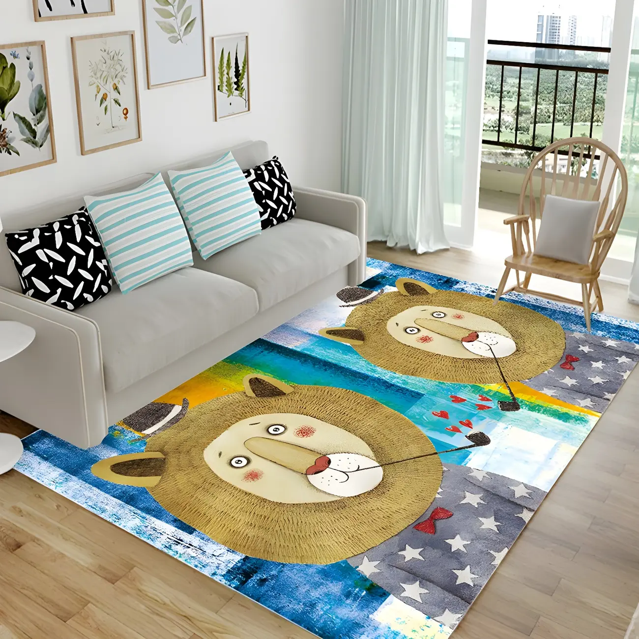 Kids Polyester Lion Pattern Area Rug for Living Room Image - 2 | homeyfad