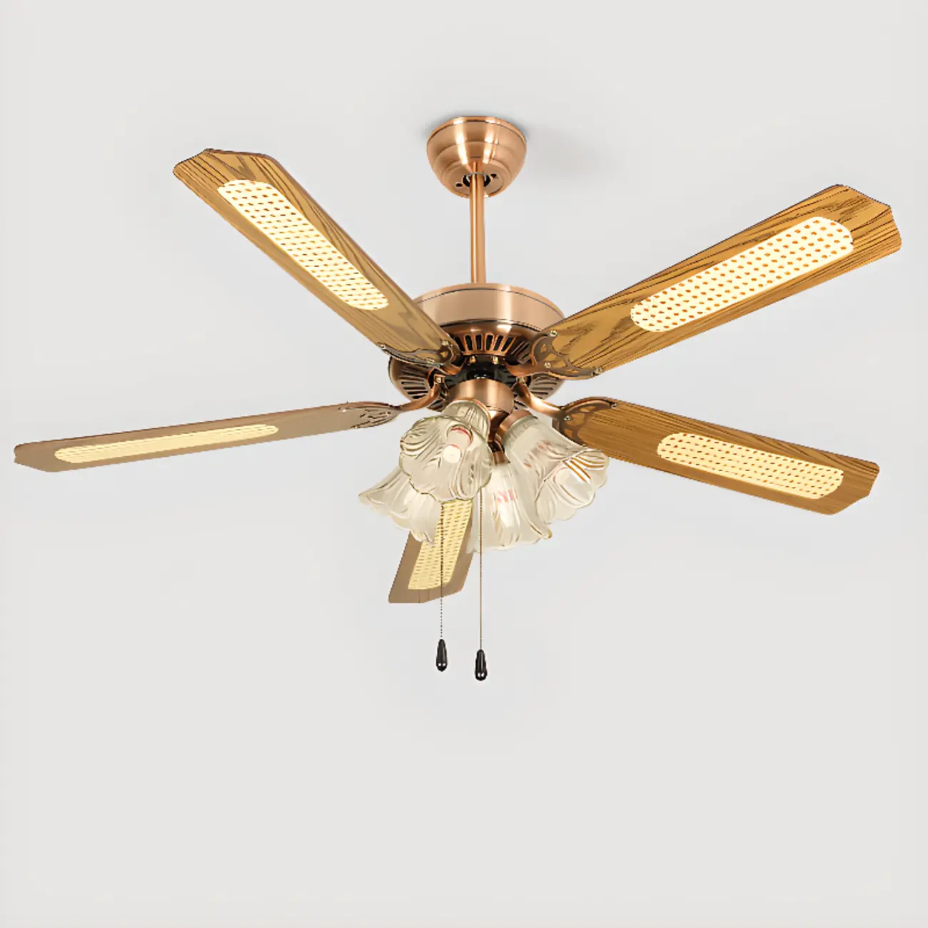 Modern Wood 4-Light 5-Blade Black Ceiling Fan with Remote Image - 2 | homeyfad