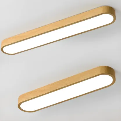 Simple Walnut LED Flush Mount Ceiling Light for Living Room