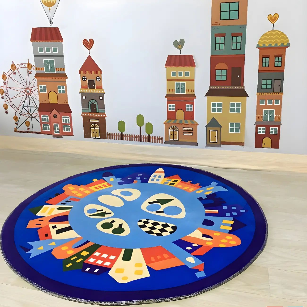 Kids Room Polyester Animal Print Patterned Area Rug Image - 1 | homeyfad