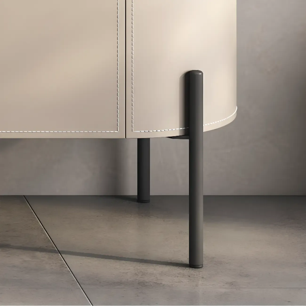 Modern Beige Stone Accent Cabinet with 4 Straight Legs Image - 6