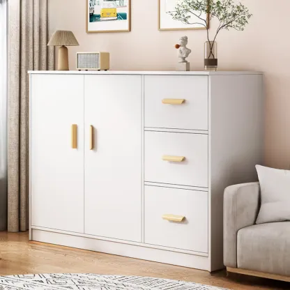 Modern White Storage Cabinet with Drawers for Entryway  Image - 10