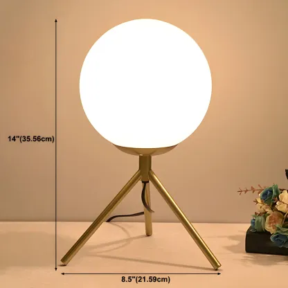Minimalist Glass Globe Metal Night Table Lamp for Bedroom Image - 8