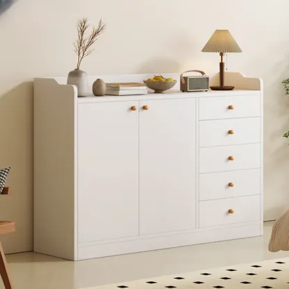Modern White Storage Cabinet with Drawers for Entryway  Image - 11