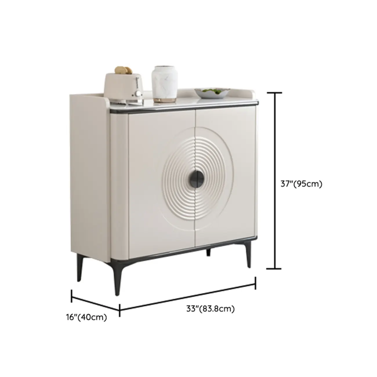 Modern White Sideboard Cabinet with Stone Top and Shelves Image - 16 | homeyfad