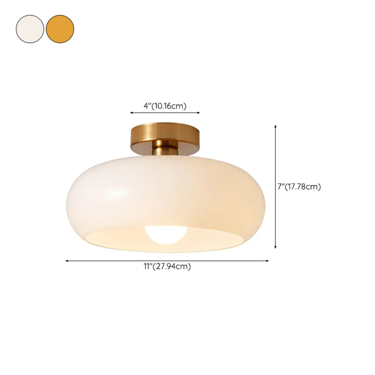 Mini Glass Drum-Shaped Ceiling Light for Dwelling Space #size