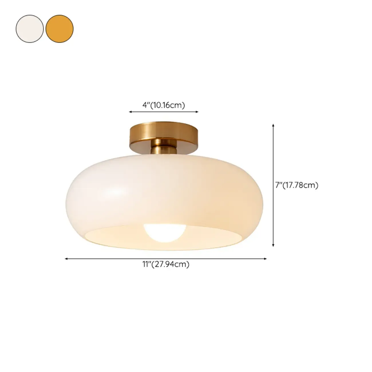 Mini Glass Drum-Shaped Ceiling Light for Dwelling Space #size