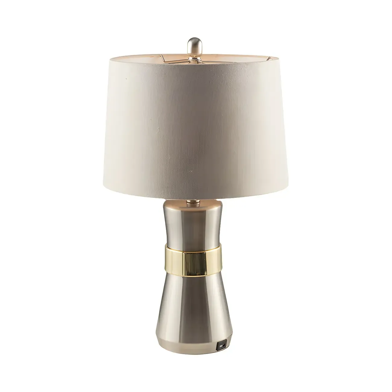 Sleek Nickel Barrel Table Lamp for Living Room Image - 3