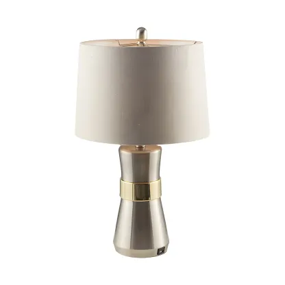 Sleek Nickel Barrel Table Lamp for Living Room Image - 3