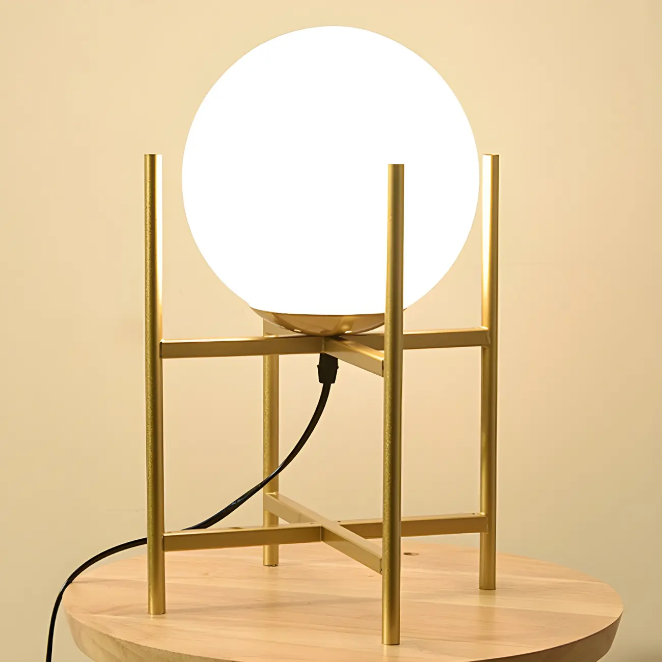 Minimalist Glass Globe Metal Night Table Lamp for Bedroom Image - 10 | homeyfad