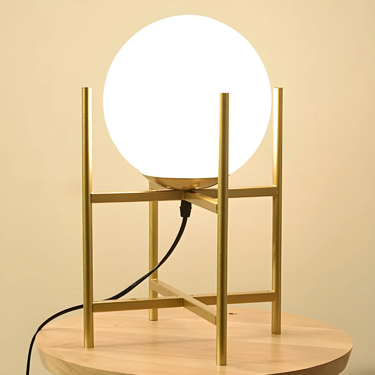 Minimalist Glass Globe Metal Night Table Lamp for Bedroom Image - 10