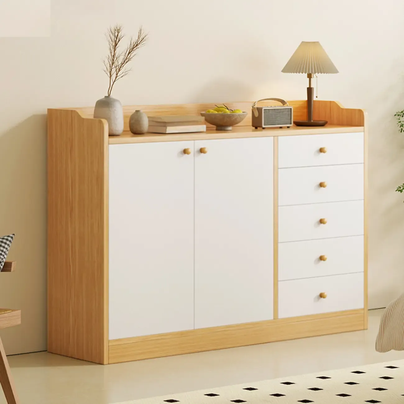 Modern White Storage Cabinet with Drawers for Entryway  Image - 13