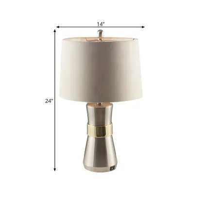 Sleek Nickel Barrel Table Lamp for Living Room Image - 4