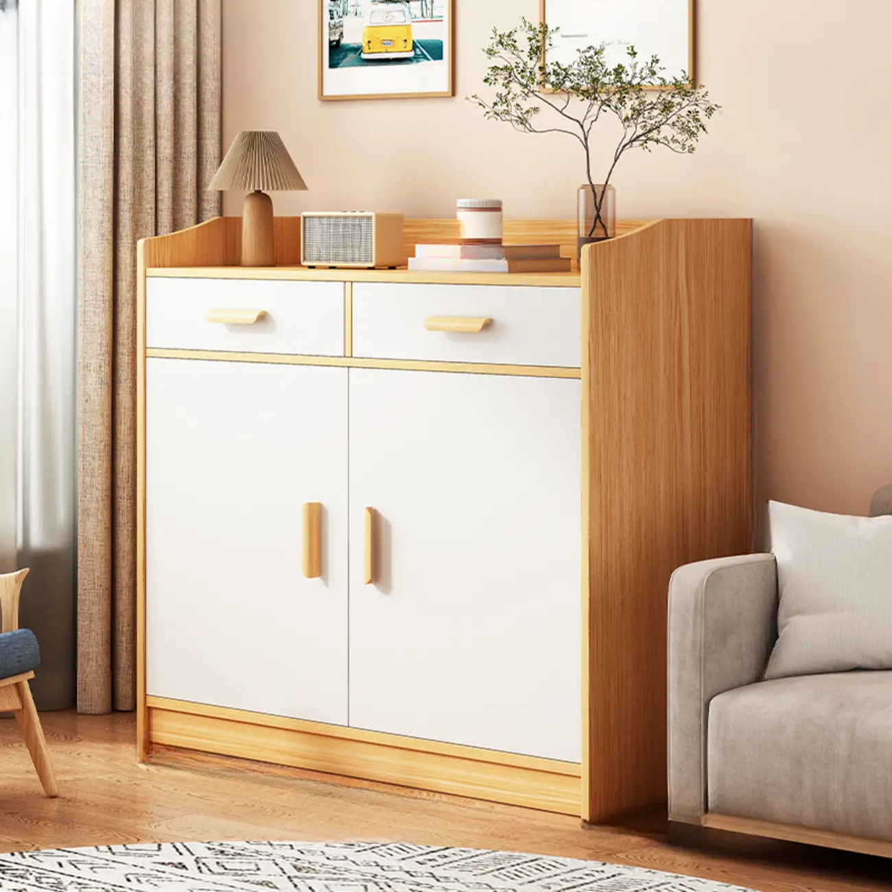 Modern White Storage Cabinet with Drawers for Entryway  Image - 14 | homeyfad