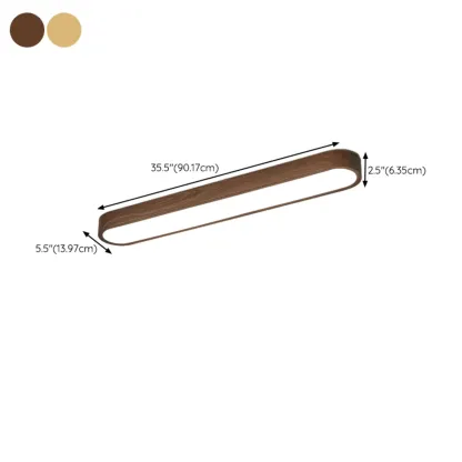 Simple Walnut LED Flush Mount Ceiling Light for Living Room