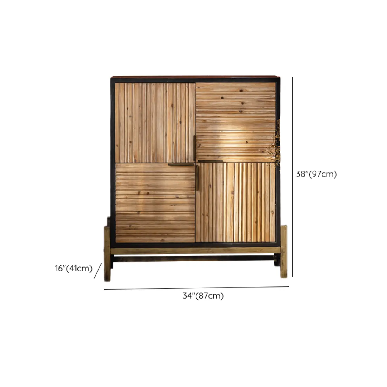 Industrial Wooden Freestanding Cabinet for Living Room Storage #size | homeyfad