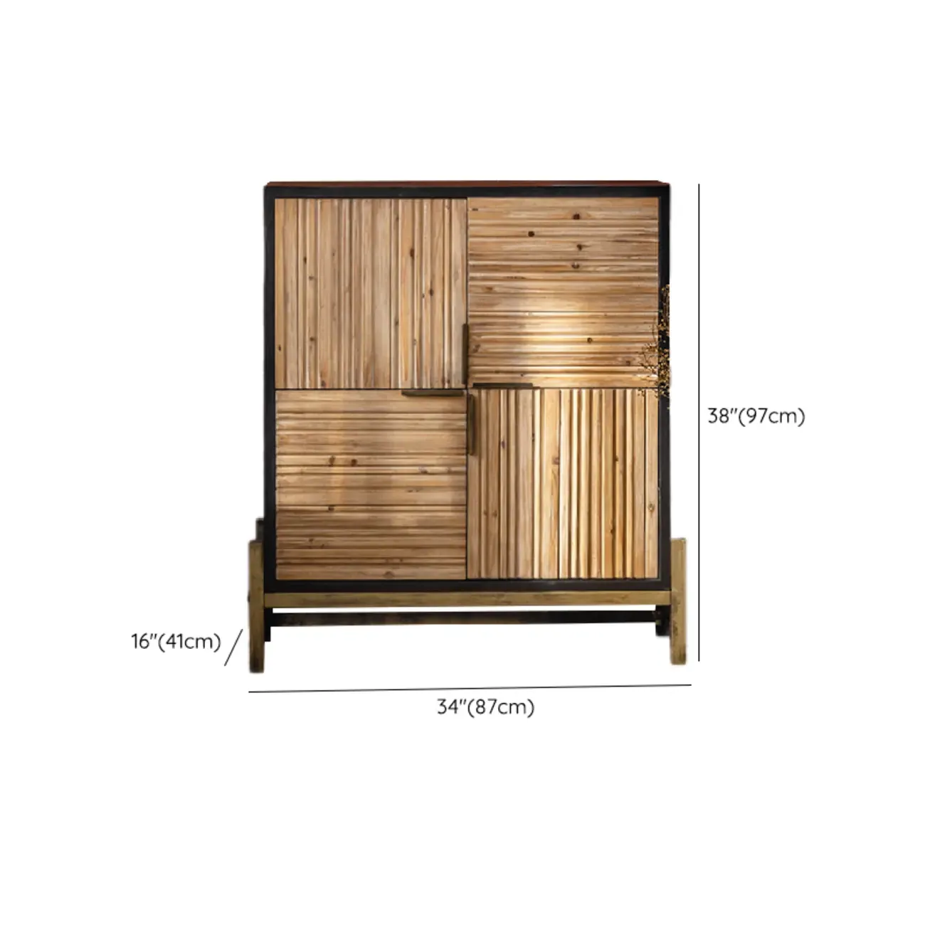 Industrial Wooden Freestanding Cabinet for Living Room Storage #size