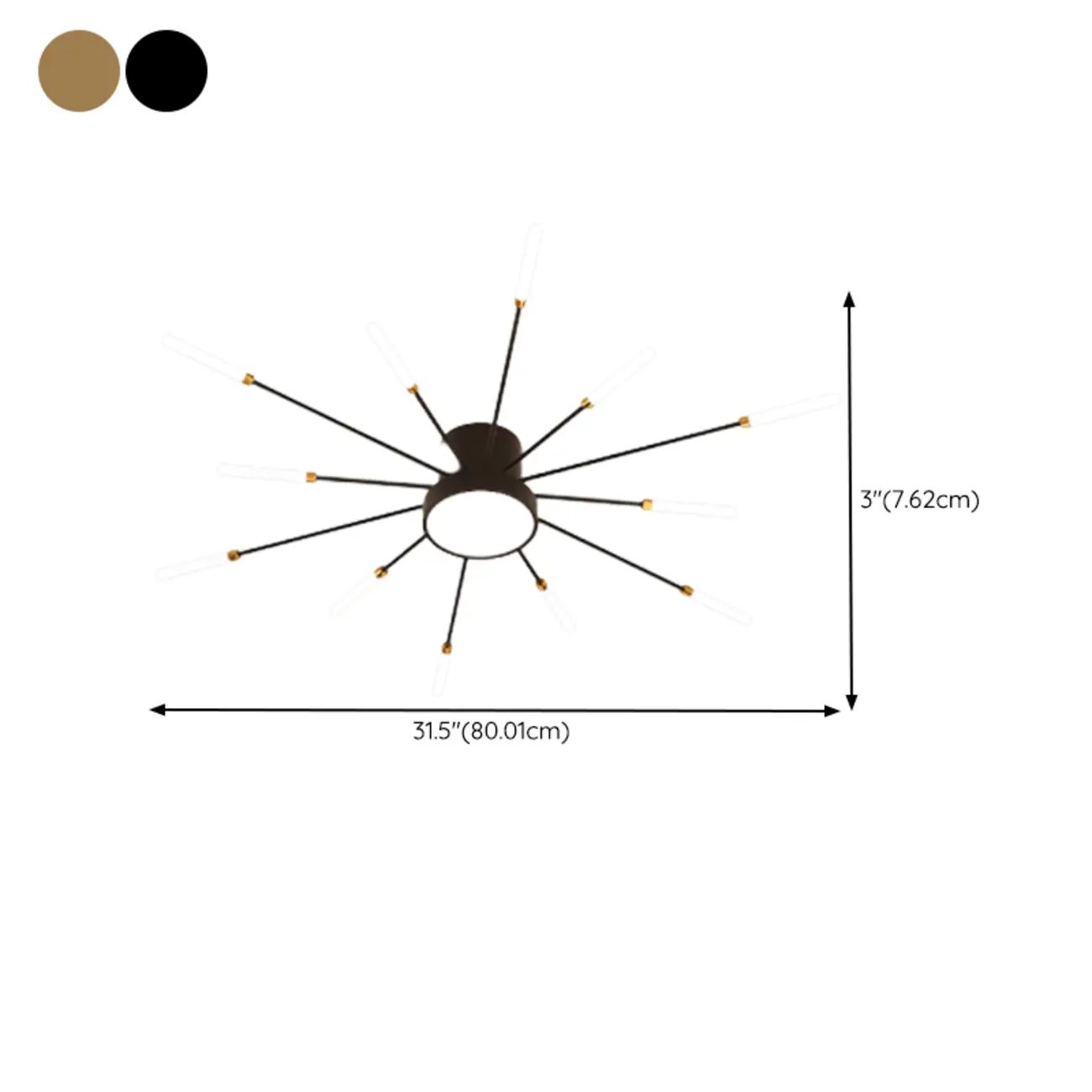 Stylish Sputnik LED Semi Flush Ceiling Light for Living Room #size