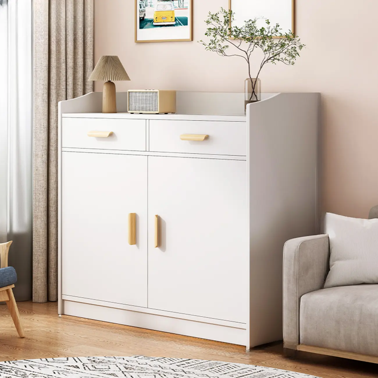 Modern White Storage Cabinet with Drawers for Entryway  Image - 16 | homeyfad