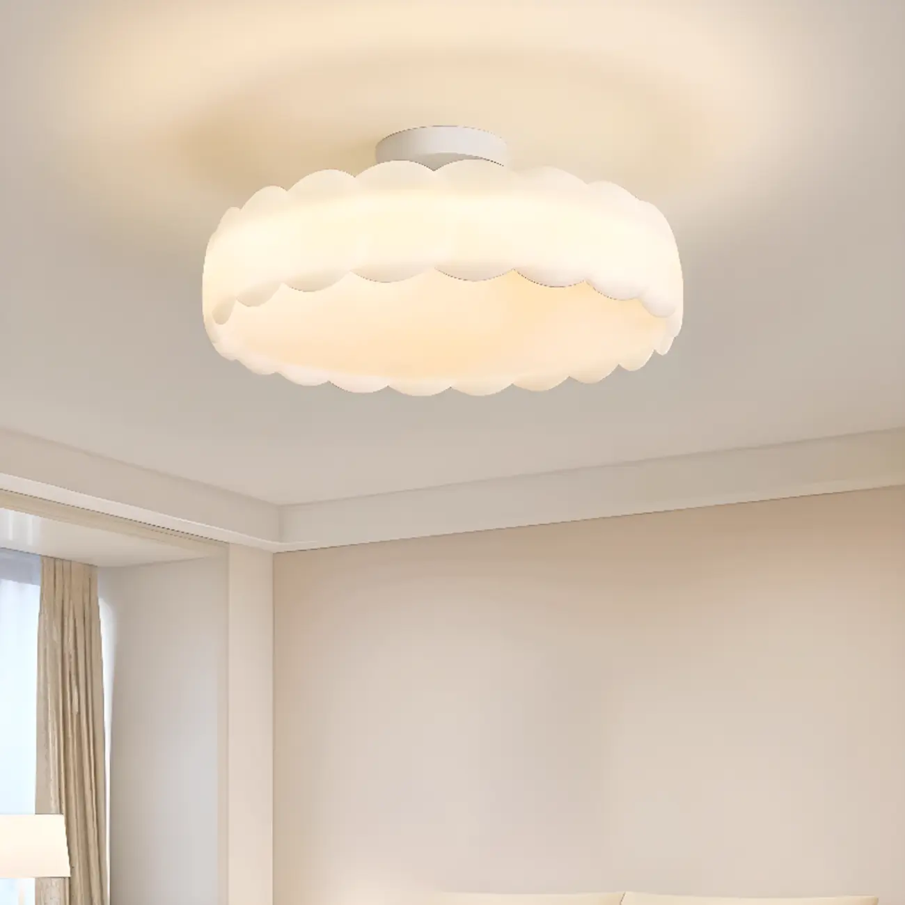 8" Elegant LED Semi Flush Ceiling Light in Natural Finish  Image - 2 | homeyfad