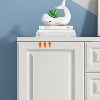 Freestanding White Wooden Cabinet with Drawers & Doors Image - 6