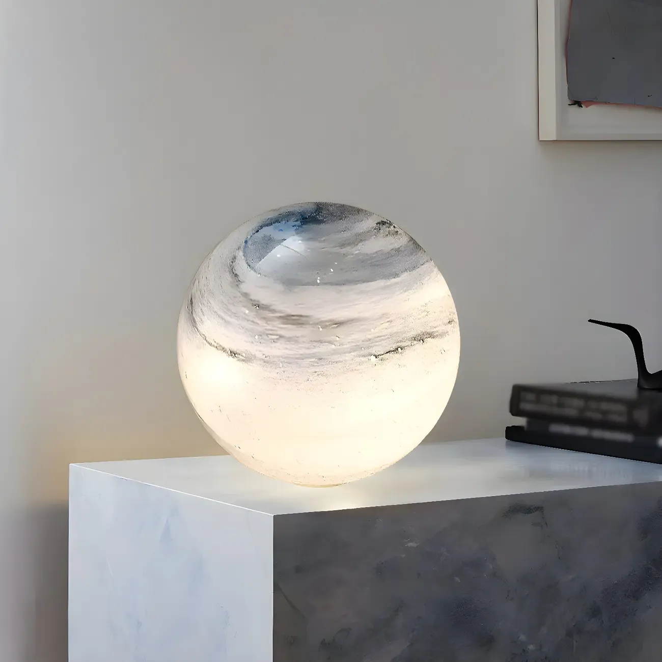 Unique Glass Globe Planet Design Table Lamp for Living Room Image - 2