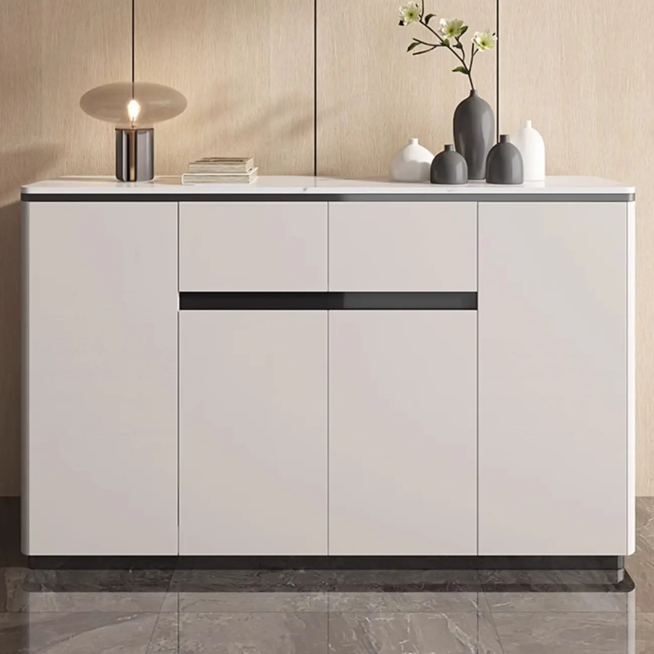 Modern Grey Sideboard with Sintered Stone Top Image - 1 | homeyfad