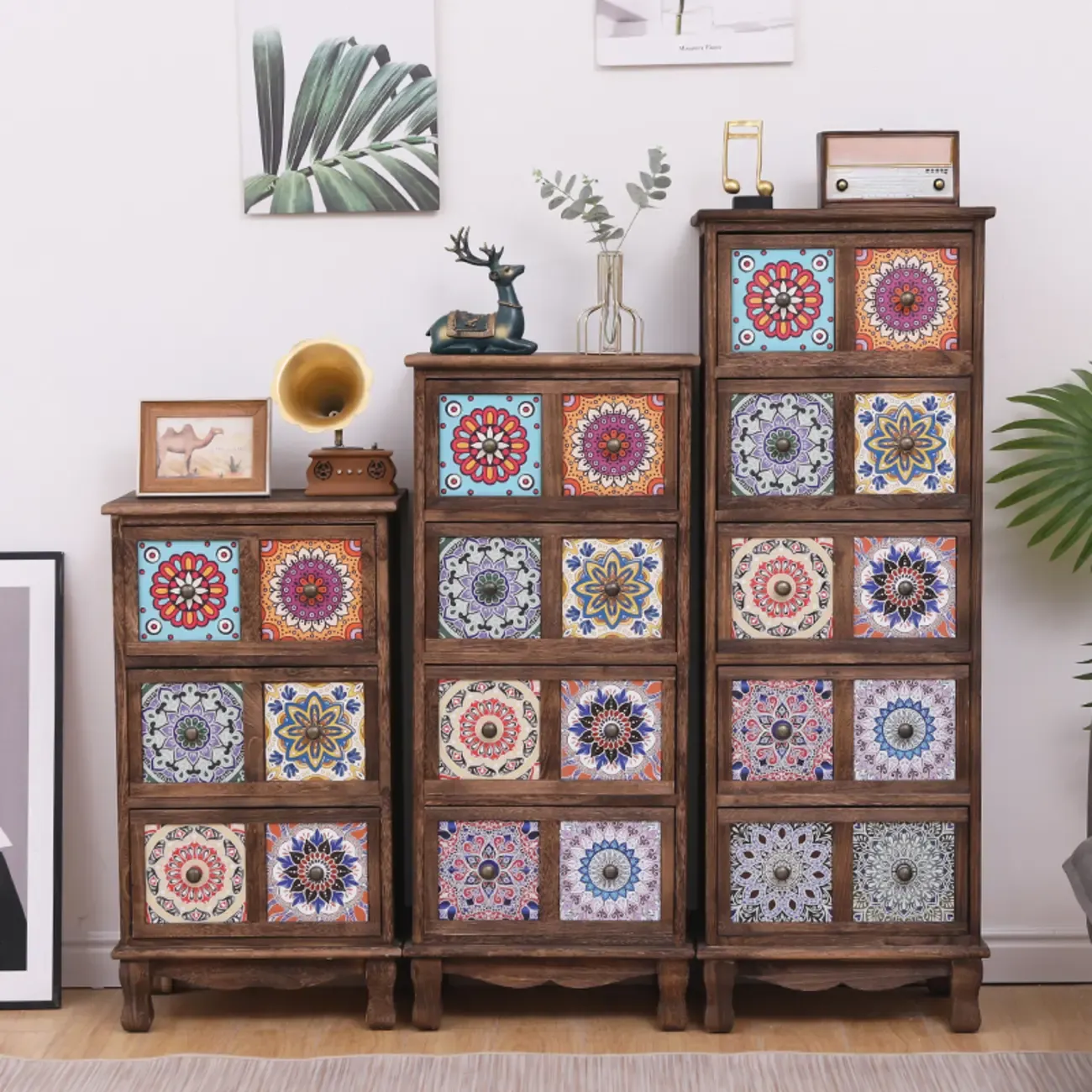 Mid-Century Modern Cabinet with Decorative patterns for Home Image - 43