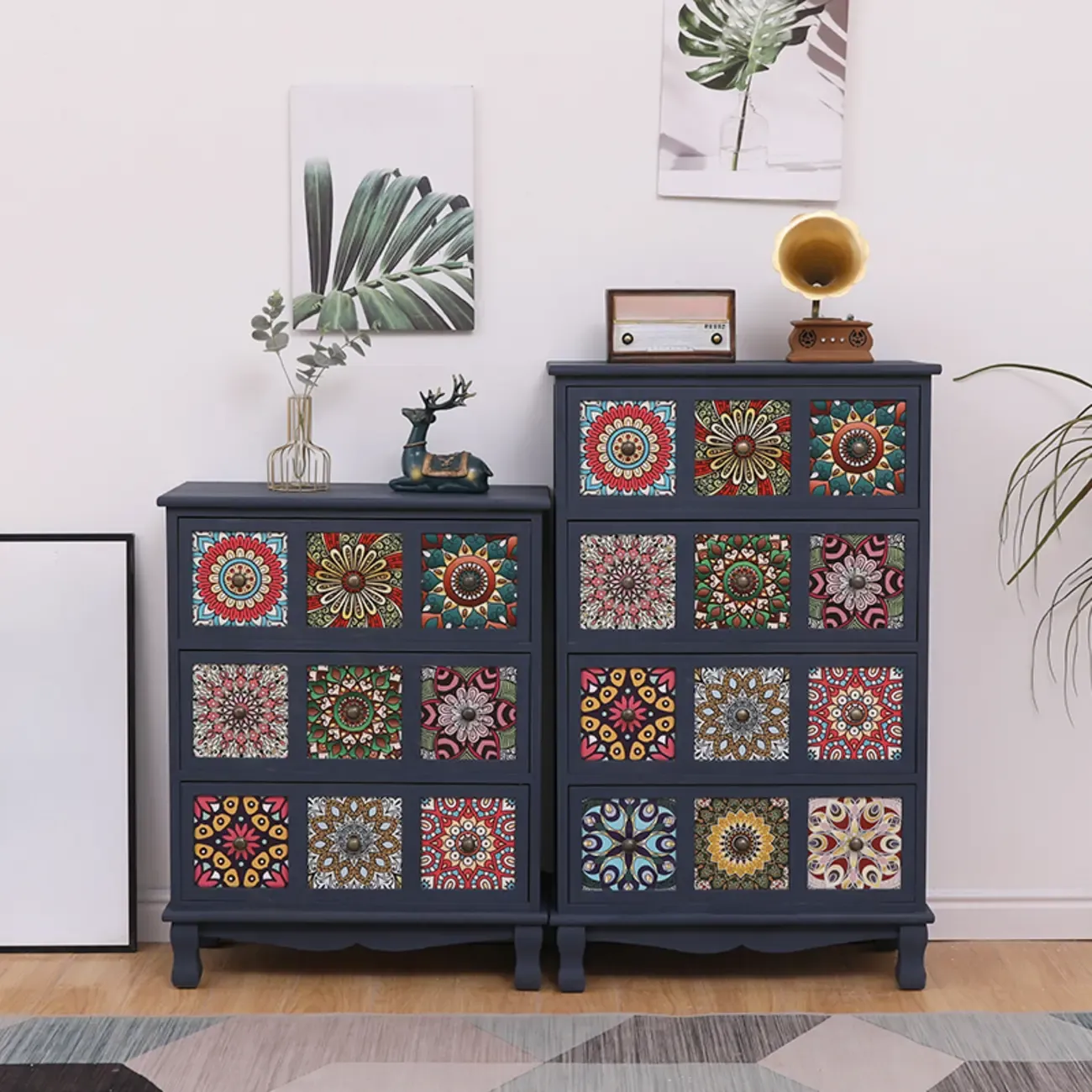 Mid-Century Modern Cabinet with Decorative patterns for Home Image - 2