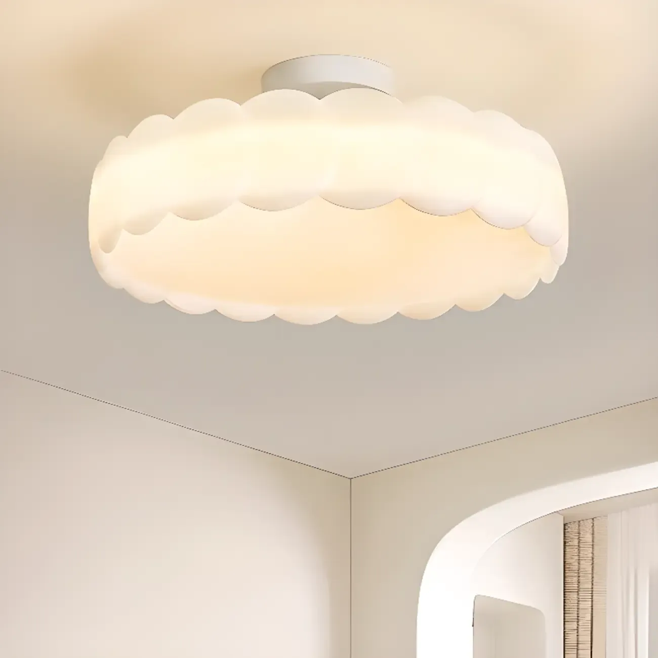8" Elegant LED Semi Flush Ceiling Light in Natural Finish  Image - 7