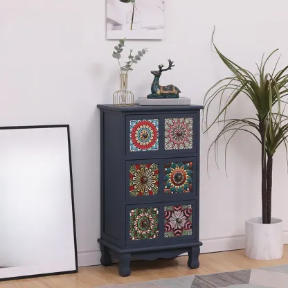 Mid-Century Modern Cabinet with Decorative patterns for Home Image - 3