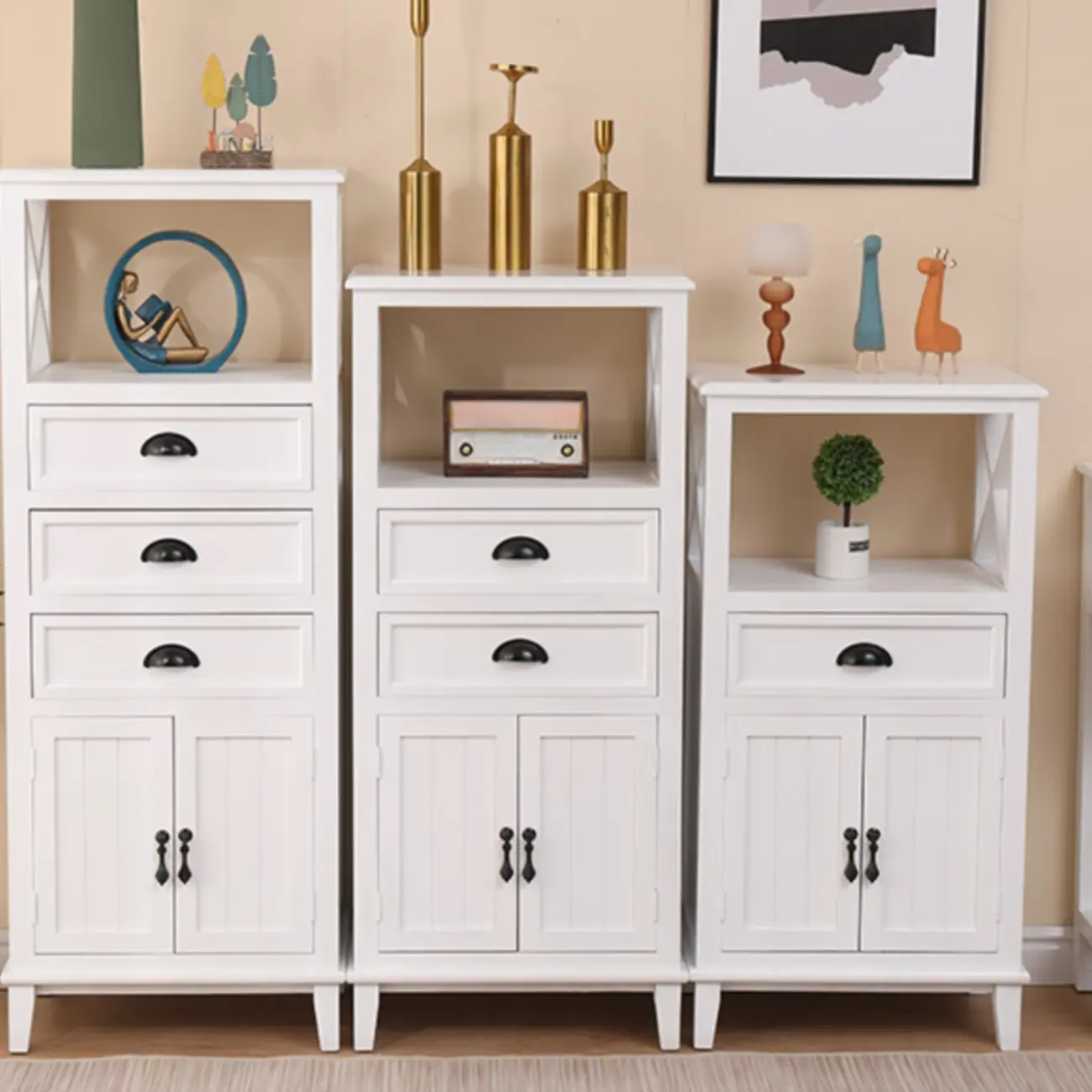 Modern Rectangular Accent Cabinet with Exterior Shelf   Image - 1 | homeyfad